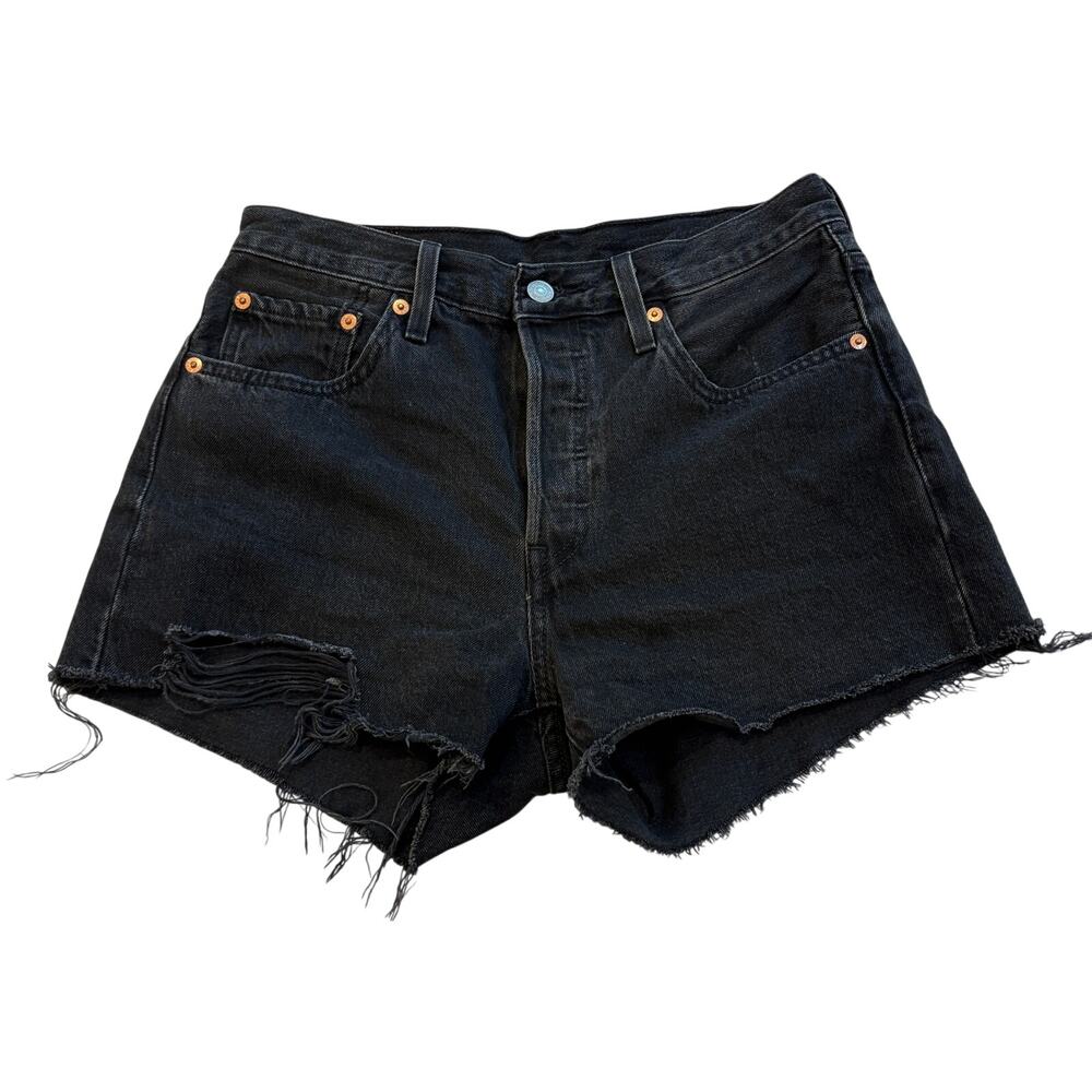 Levi's women 501 Premium Denim Cut Off Shorts Black Size 27